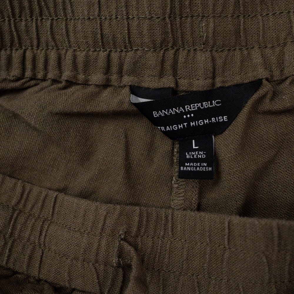 Banana Republic Straight High Rise Pants Womens L Brown Excellent Linen Blend - Picture 7 of 8